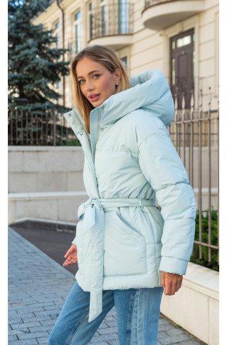 Купити жіноча куртка 570 біло-блакитного кольору